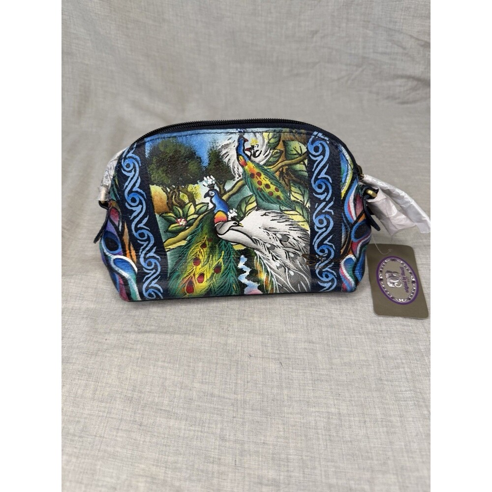 Artistic Expressions By Sharif Hand Painted Peacock Purse Feathers Colorful